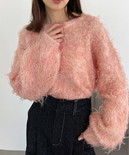 ミックスシャギーショートニット（ニット/セーター）｜Olu