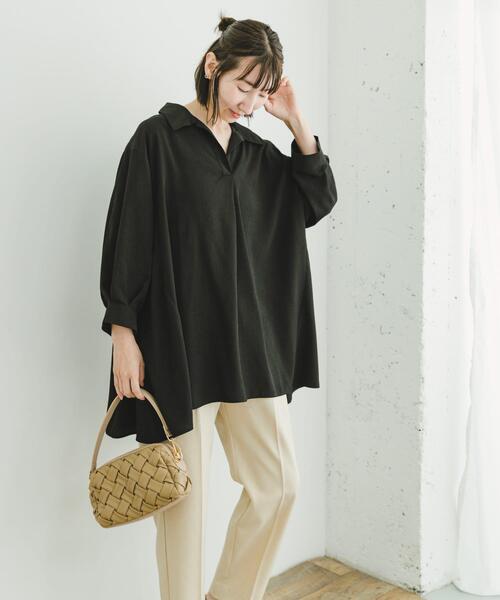 ITEMS URBANRESEARCH(アイテムズ アーバンリサーチ)の「スキッパーチュニック(シャツ/ブラウス・レディース・ブラック/カーキ/ライトベージュ・FREE)」の5枚目の写真