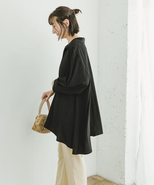 ITEMS URBANRESEARCH(アイテムズ アーバンリサーチ)の「スキッパーチュニック(シャツ/ブラウス・レディース・ブラック/カーキ/ライトベージュ・FREE)」の6枚目の写真