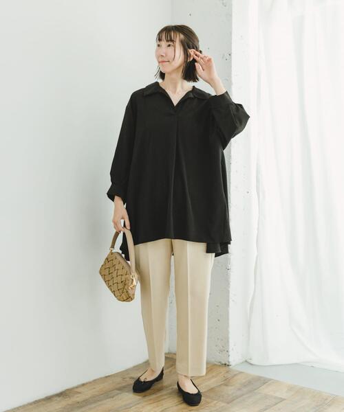 ITEMS URBANRESEARCH(アイテムズ アーバンリサーチ)の「スキッパーチュニック(シャツ/ブラウス・レディース・ブラック/カーキ/ライトベージュ・FREE)」の7枚目の写真