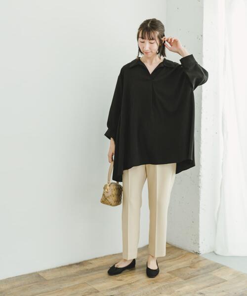 ITEMS URBANRESEARCH(アイテムズ アーバンリサーチ)の「スキッパーチュニック(シャツ/ブラウス・レディース・ブラック/カーキ/ライトベージュ・FREE)」の9枚目の写真