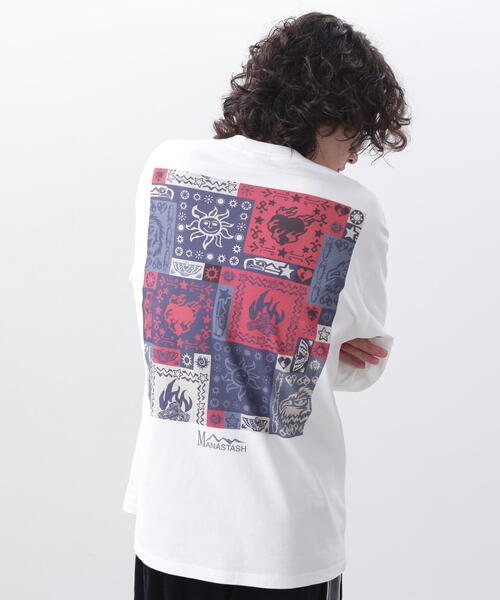 MANASTASH(マナスタッシュ)の「MANASTASH/マナスタッシュ/RE:CTN L/S TEE BANDANA(Tシャツ/カットソー・メンズ・ホワイト/ピンク/ブラック・S/XL/L/M)」の1枚目の写真