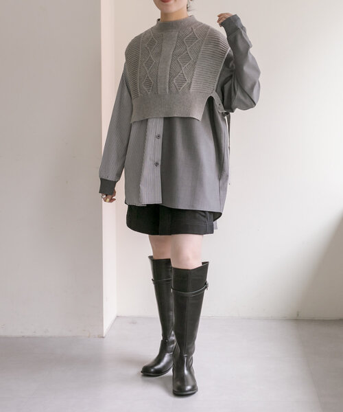 ear papillonnerSUM1STYLEスミ スタイルニットコンビシャツ ear PAPILLONNER（イアパピヨネ）の「【SUM1 STYLE（スミ スタイル