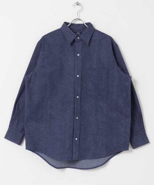 ITEMS URBANRESEARCH（アイテムズ アーバンリサーチ）の「裏起毛デニム レギュラーカラーシャツ（シャツ/ブラウス・メンズ・ブルー/ブラック・MEDIUM/LARGE）」の8枚目の写真