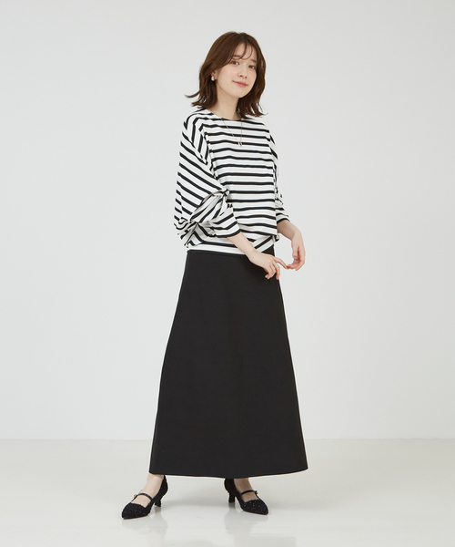 abahouse mavie(アバハウスマヴィ)の「【セットアップ対応】ニットフレアースカート/冬服/セミオケ(スカート・レディース・グレイッシュベージュ/ブラック・フリー)」の11枚目の写真