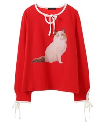 Candy Stripper | MEOW RIBBON L/S Tシャツ(Tシャツ/カットソー)