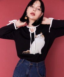 Candy Stripper | MEOW RIBBON L/S Tシャツ(Tシャツ/カットソー)