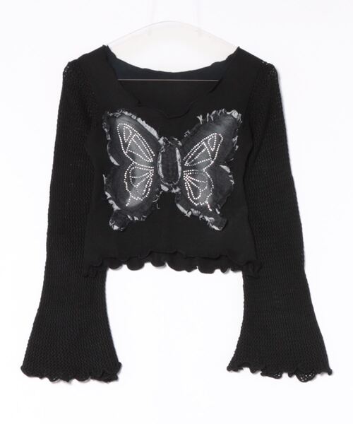 SPINNS（スピンズ）の「バタフライ貼り付けデザインボートネックニット（ニット/セーター・レディース・ブラック/カーキ/アイボリー・ONESIZE）」の6枚目の写真