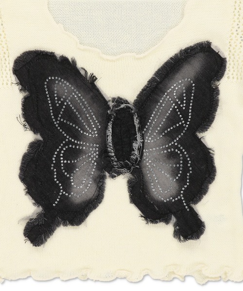 SPINNS（スピンズ）の「バタフライ貼り付けデザインボートネックニット（ニット/セーター・レディース・ブラック/カーキ/アイボリー・ONESIZE）」の11枚目の写真