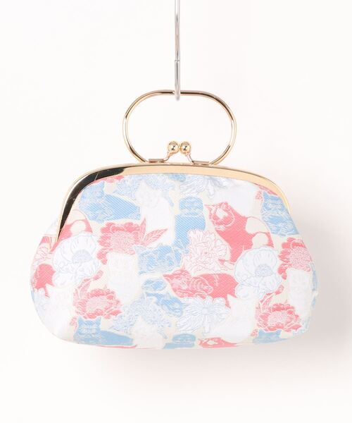 カヤ（カヤ）の「【カヤ】猫と花 リング付きがま口ハンドバッグ（ハンドバッグ・レディース・ピンク/パープル・FREE）」の2枚目の写真