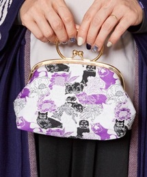 カヤ | 【カヤ】猫と花 リング付きがま口ハンドバッグ(ハンドバッグ)