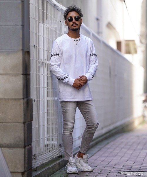 adamsJUGGLER（アダムスジャグラー）の「RTEG O/Eフォーミングロングティー（Tシャツ/カットソー・メンズ・ホワイト/ブラック・S/M/L/XL/XXL）」の4枚目の写真