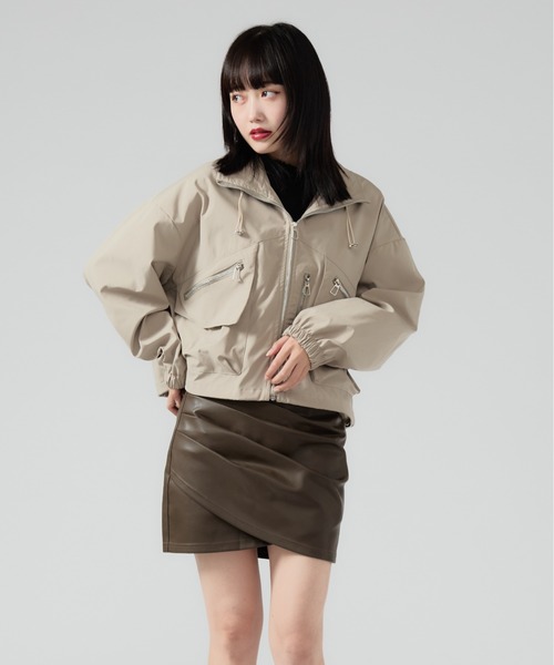 Multi Pocket Standneck Zip Blouson / ドロストデザイン ジップアップ