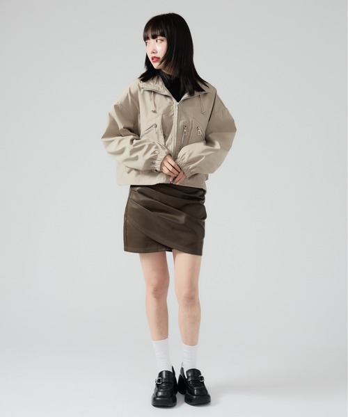 Multi Pocket Standneck Zip Blouson / ドロストデザイン ジップアップ