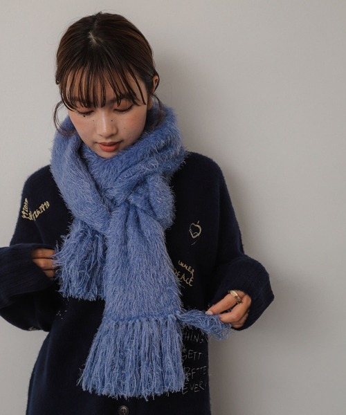 SENSE OF PLACE by URBAN RESEARCH（センスオブプレイスバイアーバンリサーチ）の「シャギーストール（ストール/ショール・レディース・アイボリー/ブラック/パープル・ONE）」の3枚目の写真