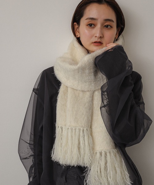 SENSE OF PLACE by URBAN RESEARCH（センスオブプレイスバイアーバンリサーチ）の「シャギーストール（ストール/ショール・レディース・アイボリー/ブラック/パープル・ONE）」の4枚目の写真