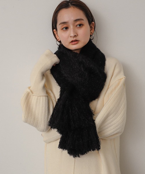 SENSE OF PLACE by URBAN RESEARCH（センスオブプレイスバイアーバンリサーチ）の「シャギーストール（ストール/ショール・レディース・アイボリー/ブラック/パープル・ONE）」の7枚目の写真