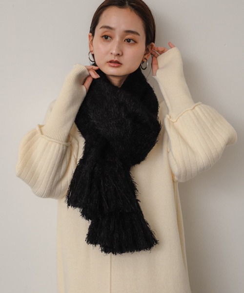 SENSE OF PLACE by URBAN RESEARCH（センスオブプレイスバイアーバンリサーチ）の「シャギーストール（ストール/ショール・レディース・アイボリー/ブラック/パープル・ONE）」の8枚目の写真