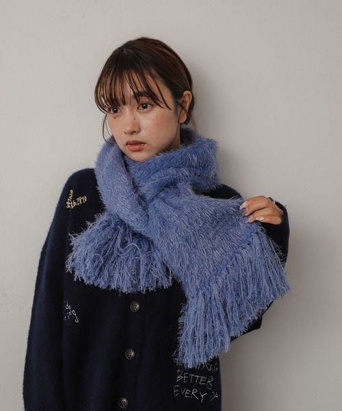 SENSE OF PLACE by URBAN RESEARCH（センスオブプレイスバイアーバンリサーチ）の「シャギーストール（ストール/ショール・レディース・アイボリー/ブラック/パープル・ONE）」の11枚目の写真