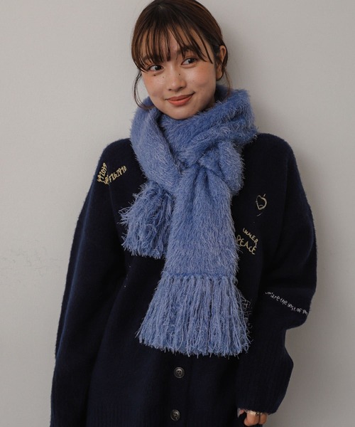 SENSE OF PLACE by URBAN RESEARCH（センスオブプレイスバイアーバンリサーチ）の「シャギーストール（ストール/ショール・レディース・アイボリー/ブラック/パープル・ONE）」の12枚目の写真