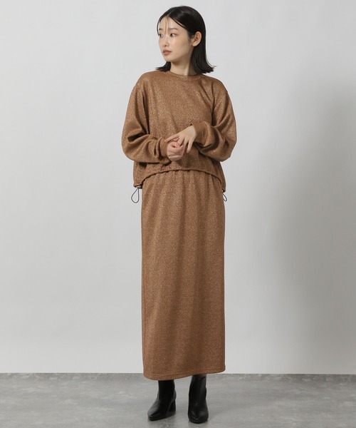 LAKOLE（ラコレ）の「ニットソーラメナロースカート / 152964（スカート・レディース・杢グレー/オートミール/ブラック/ブラウン・FREE）」の17枚目の写真