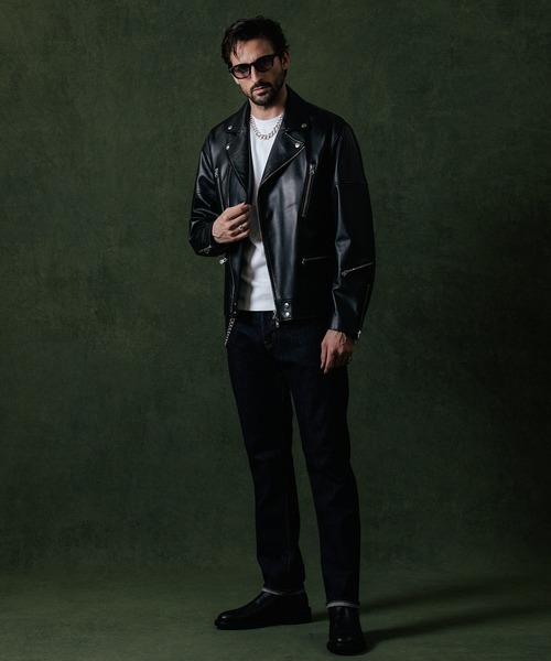 CRIMIE（クライミー）の「W BIKER SPANISH LAMB LEATHER JACKET / Wライダース スパニッシュラムレザー ジャケット（ライダースジャケット・メンズ・ブラック・L/M/S/XXL/XL）」の6枚目の写真