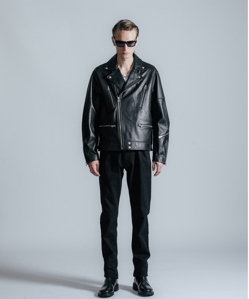 CRIMIE（クライミー）の「W BIKER SPANISH LAMB LEATHER JACKET / Wライダース スパニッシュラムレザー ジャケット（ライダースジャケット・メンズ・ブラック・L/M/S/XXL/XL）」の18枚目の写真