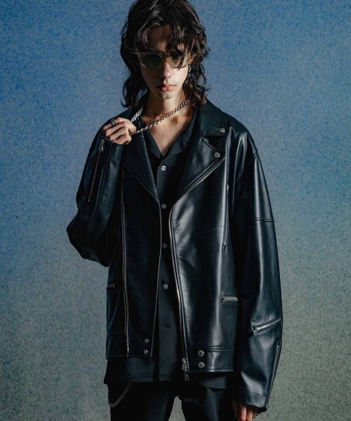 CRIMIE（クライミー）の「W BIKER SPANISH LAMB LEATHER JACKET / Wライダース スパニッシュラムレザー ジャケット（ライダースジャケット・メンズ・ブラック・L/M/S/XXL/XL）」の21枚目の写真