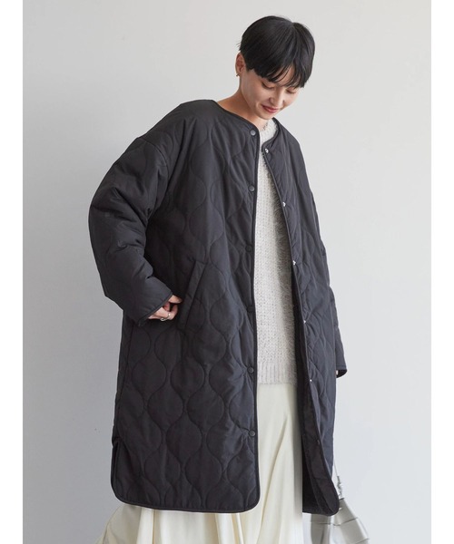 AMERICAN HOLIC（アメリカンホリック）の「【WEB限定】あったかリバーシブルキルティングコート（ノーカラージャケット・レディース・アイボリー/ブラック/カーキ・S/M/L）」の12枚目の写真