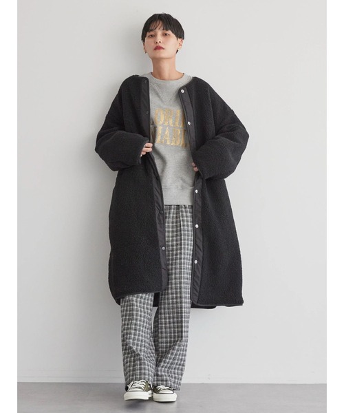 AMERICAN HOLIC（アメリカンホリック）の「【WEB限定】あったかリバーシブルキルティングコート（ノーカラージャケット・レディース・アイボリー/ブラック/カーキ・S/M/L）」の15枚目の写真