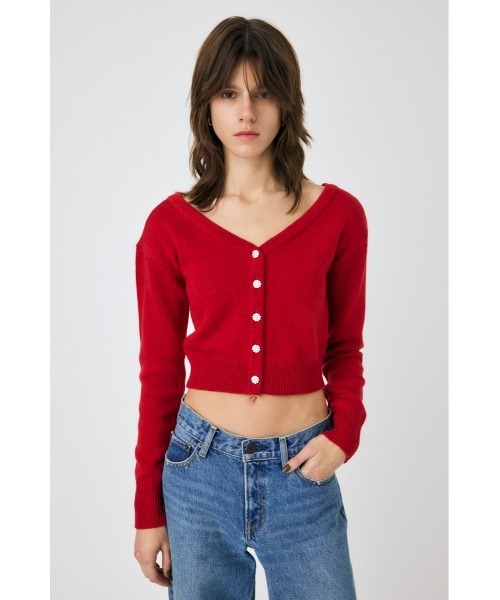 MOUSSY（マウジー）の「2WAY SHORT ニットカーディガン（カーディガン/ボレロ・レディース・ブラック/キナリ/レッド・FREE）」の12枚目の写真