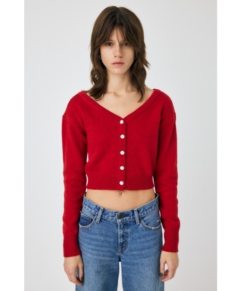 MOUSSY（マウジー）の「2WAY SHORT ニットカーディガン（カーディガン/ボレロ・レディース・ブラック/キナリ/レッド・FREE）」の17枚目の写真