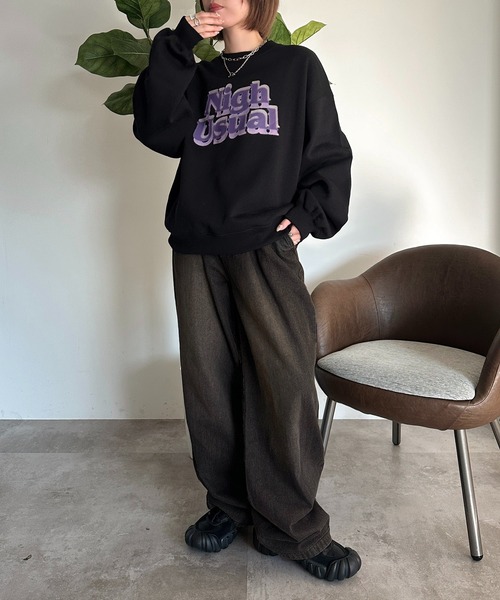 apres jour mignon(アプレジュールミニョン)の「裏起毛ロゴスウェット【ZOZOTOWN限定アイテム】(スウェット・レディース・ブラック/カーキ/ナチュラル・フリー/X-LARGE)」の7枚目の写真
