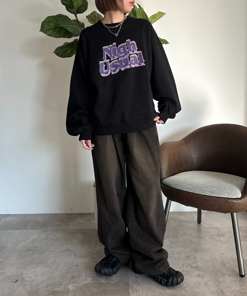 apres jour mignon(アプレジュールミニョン)の「裏起毛ロゴスウェット【ZOZOTOWN限定アイテム】(スウェット・レディース・ブラック/カーキ/ナチュラル・フリー/X-LARGE)」の8枚目の写真