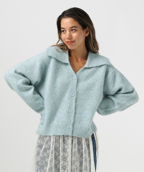 BAYFLOW（ベイフロー）の「[トレンドデザイン]ウールミックスセーラーカーディガン（ニット/セーター・レディース・イエロー/オフホワイト/ライトブルー・FREE）」の3枚目の写真