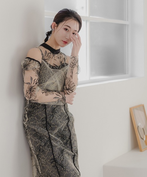 epic day(エピックデイ)の「バックリボン刺繍レースドレス(ドレス・レディース・ブラック/ベージュ・M/L)」の13枚目の写真