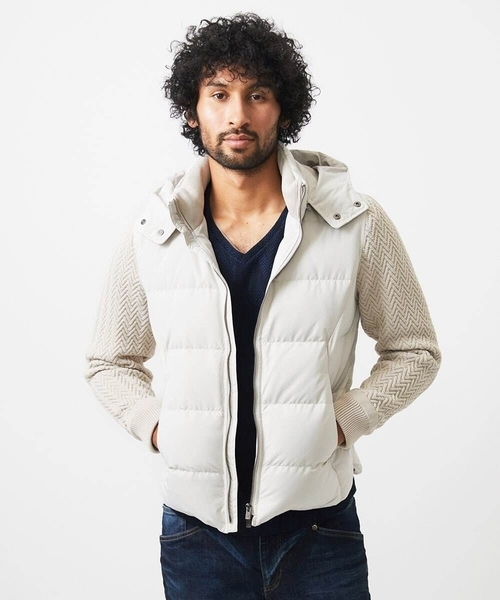 MICHEL KLEIN HOMME (ミッシェルクランオム)の「コンビネーションダウンブルゾン(ブルゾン・メンズ・ブラック/オフホワイト・MEDIUM/LARGE/X-LARGE)」の2枚目の写真