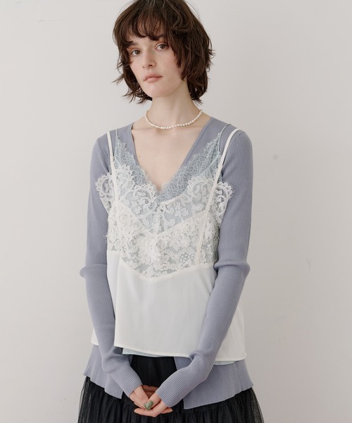 タイムセール！11/8まで。ラベルエチュード　キャミ セール】Vintage調マットサテンレースキャミ（キャミソール）｜LA