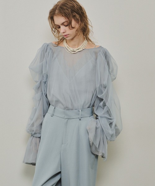 LA BELLE ETUDE（ラベルエチュード）の「Vintage調マットサテンレースキャミ（キャミソール・レディース・ライトブルー/ホワイト/ネイビー/ベージュ・FREE）」の13枚目の写真