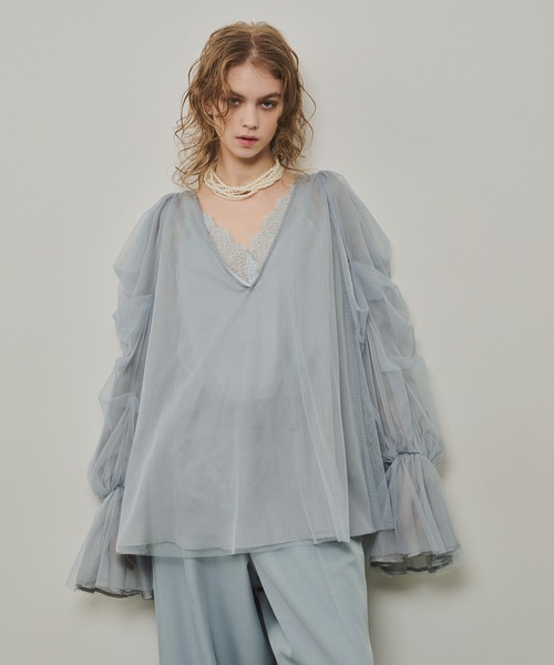 LA BELLE ETUDE（ラベルエチュード）の「Vintage調マットサテンレースキャミ（キャミソール・レディース・ライトブルー/ホワイト/ネイビー/ベージュ・FREE）」の16枚目の写真