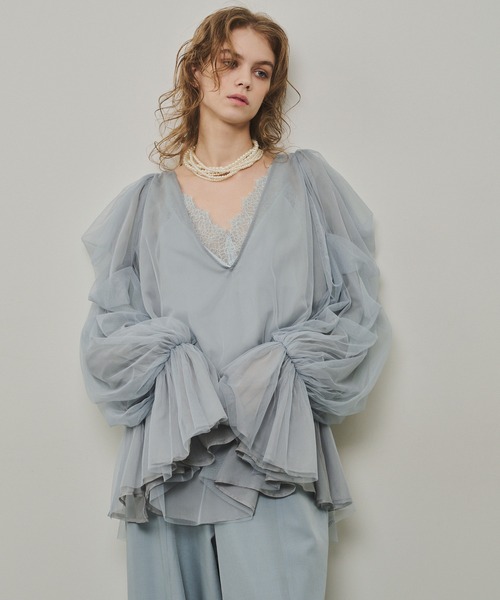 LA BELLE ETUDE（ラベルエチュード）の「Vintage調マットサテンレースキャミ（キャミソール・レディース・ライトブルー/ホワイト/ネイビー/ベージュ・FREE）」の17枚目の写真