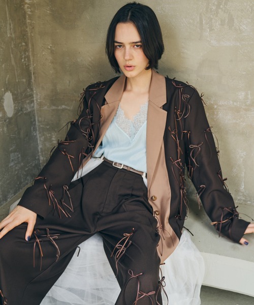 LA BELLE ETUDE（ラベルエチュード）の「Vintage調マットサテンレースキャミ（キャミソール・レディース・ライトブルー/ホワイト/ネイビー/ベージュ・FREE）」の19枚目の写真