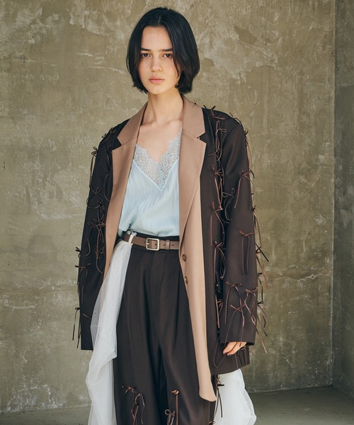 LA BELLE ETUDE（ラベルエチュード）の「Vintage調マットサテンレースキャミ（キャミソール・レディース・ライトブルー/ホワイト/ネイビー/ベージュ・FREE）」の21枚目の写真