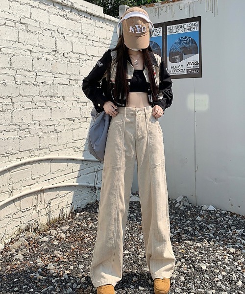 Ritzy（リッツィー）の「ビッグポケット コーデュロイ ワイドパンツ（その他パンツ・レディース・ブラウン/アイボリー/ブラック・S/M/L）」の7枚目の写真