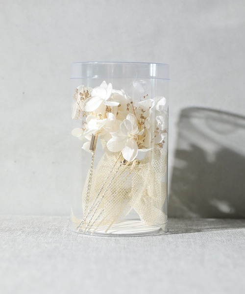 ドライフラワー チュール リボン Uピン 4本セット パーティー