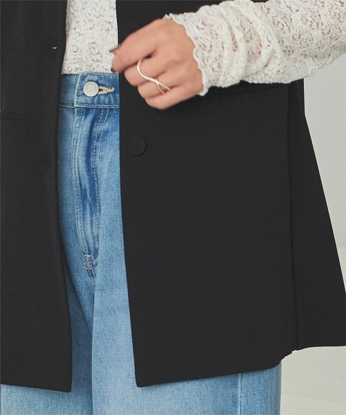 titivate（ティティベイト）の「スリーブレスジャケット/ジレ（ノーカラージャケット・レディース・ブラック/ベージュ/ブラウン・L/M/S）」の5枚目の写真