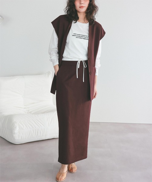 titivate（ティティベイト）の「スリーブレスジャケット/ジレ（ノーカラージャケット・レディース・ブラック/ベージュ/ブラウン・L/M/S）」の17枚目の写真