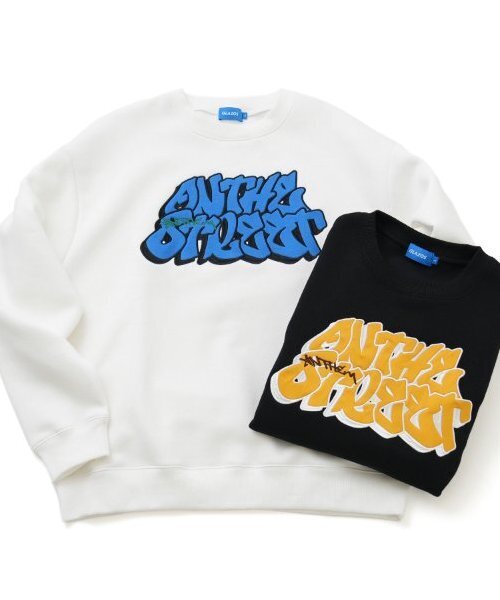 GLAZOS（グラソス）の「【大人向けサイズあり】【毛玉になりにくいしっかり暖か素材】裏起毛・アップリケ刺繍ビッグトレーナー（スウェット・キッズ・ホワイト/ブラック・S/M/L/LL）」の8枚目の写真