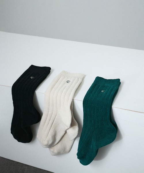 SALON adam et rope'（サロン アダム エ ロペ）の「リブソックス-CreamyCotton /クリーミーコットン-（ソックス/靴下・レディース・ブラック/グリーン/オフホワイト・FREE）」の5枚目の写真