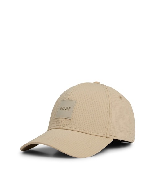 ア*ン様 美品　Coach ベージュ ロゴパターン キャップ セール】シアサッカー キャップ ロゴパッチ（キャップ）｜BOSS